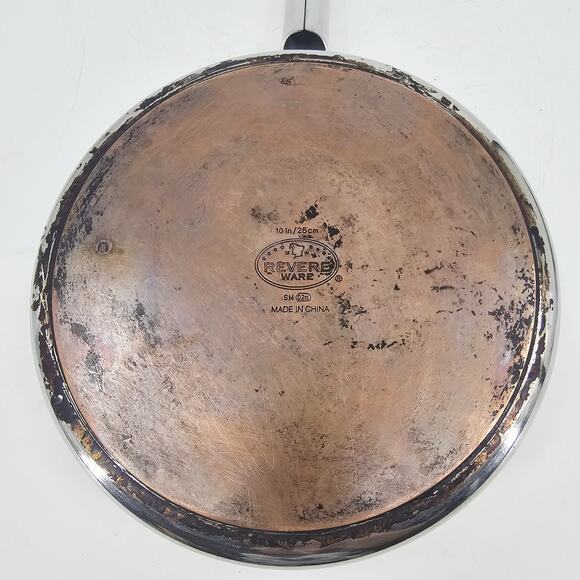 Revere Ware 10" Skillet Frying Pan SM031 Stainless Steel Copper Bottom NO LID - Picture 6 of 7